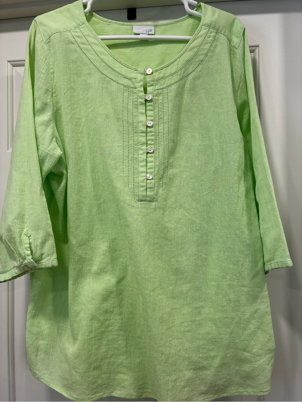 J. Jill Light Lime Green Casual Button-Front Tunic